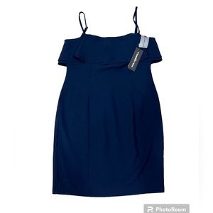 NWT Karl Lagerfeld Navy Blue Knee Length Dress with Ruffle Size 10
